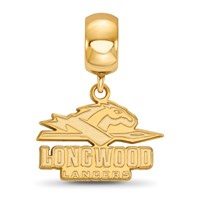 Sterling Silver Gold-plated LogoArt Longwood University Lancers Small Dangle Bead Charm view 3