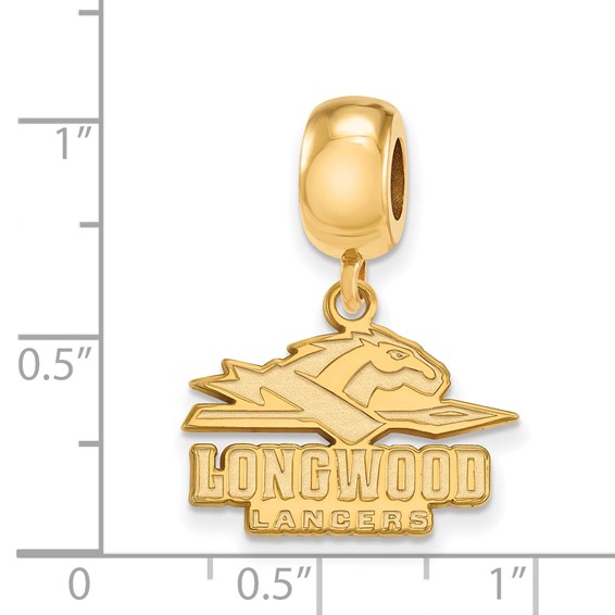 Sterling Silver Gold-plated LogoArt Longwood University Lancers Small Dangle Bead Charm
