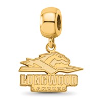 Sterling Silver Gold-plated LogoArt Longwood University Lancers Small Dangle Bead Charm view 1