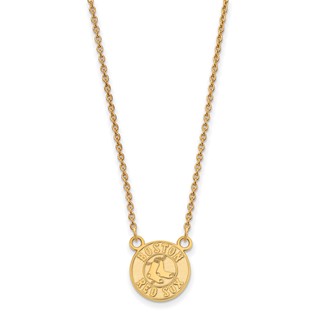 Sterling Silver Gold Plated Major League Baseball LogoArt Boston Red Sox Pendant Necklace