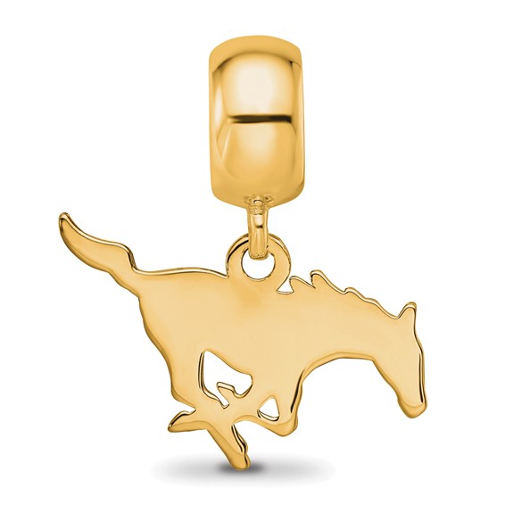 Sterling Silver Gold-plated LogoArt Southern Methodist University Mustang Small Dangle Bead Charm