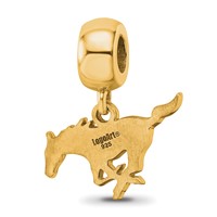 Sterling Silver Gold-plated LogoArt Southern Methodist University Mustang Small Dangle Bead Charm view 5