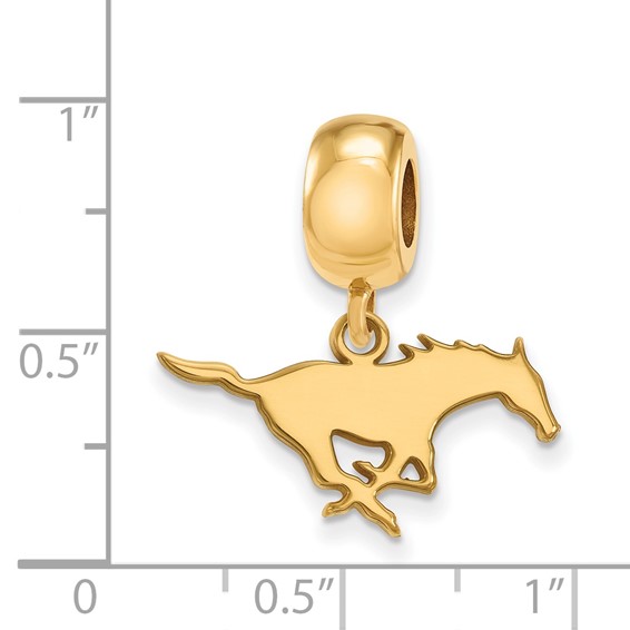 Sterling Silver Gold-plated LogoArt Southern Methodist University Mustang Small Dangle Bead Charm
