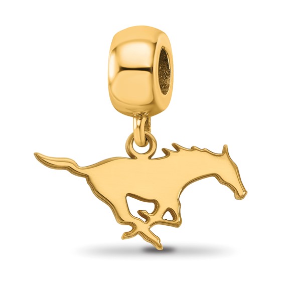 Sterling Silver Gold-plated LogoArt Southern Methodist University Mustang Small Dangle Bead Charm