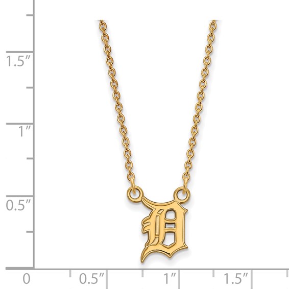 Sterling Silver Gold Plated Major League Baseball LogoArt Detroit Tigers D Pendant Necklace