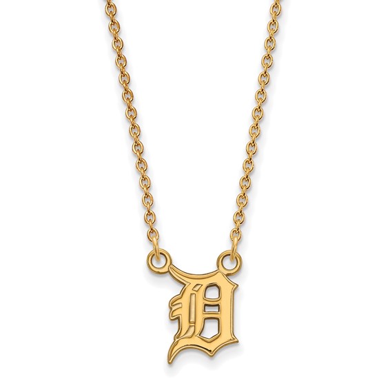 Sterling Silver Gold Plated Major League Baseball LogoArt Detroit Tigers D Pendant Necklace