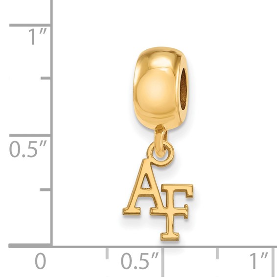 Sterling Silver Gold-plated LogoArt United States Air Force Academy A-F Extra Small Dangle Bead