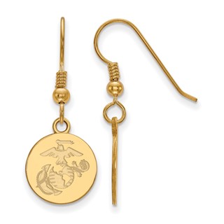 Gold Plated SS U.S. Marine Corps Disc Dangle Earrings