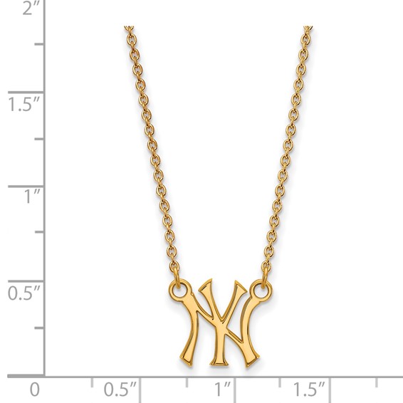 14k Gold Major League Baseball LogoArt New York Yankees N-Y Small Pendant Necklace