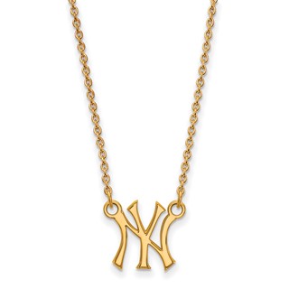 14k Gold Major League Baseball LogoArt New York Yankees N-Y Small Pendant Necklace