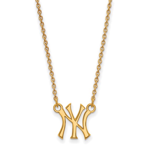 14k Gold Major League Baseball LogoArt New York Yankees N-Y Small Pendant Necklace
