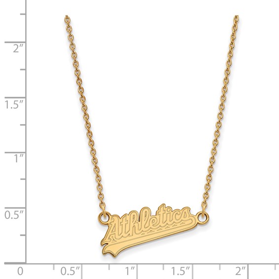 10k Gold Major League Baseball LogoArt Oakland Athletics Script Small Pendant Necklace