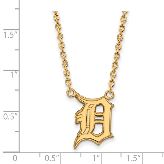 Sterling Silver Gold Plated Major League Baseball LogoArt Detroit Tigers Pendant Necklace