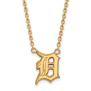 Sterling Silver Gold Plated Major League Baseball LogoArt Detroit Tigers Pendant Necklace