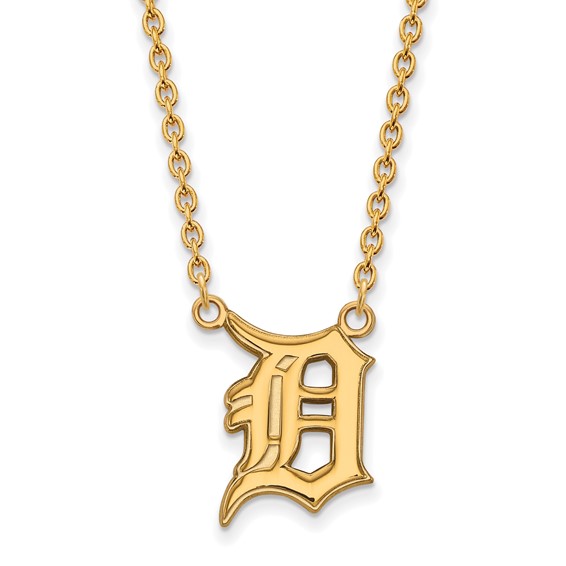 Sterling Silver Gold Plated Major League Baseball LogoArt Detroit Tigers Pendant Necklace