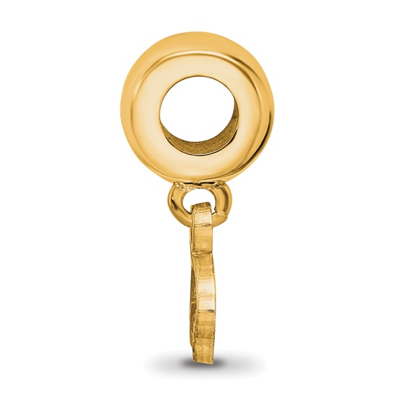 Sterling Silver Gold-plated LogoArt Texas State University Bobcat Extra Small Dangle Bead Charm