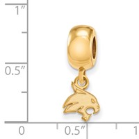 Sterling Silver Gold-plated LogoArt Texas State University Bobcat Extra Small Dangle Bead Charm view 3