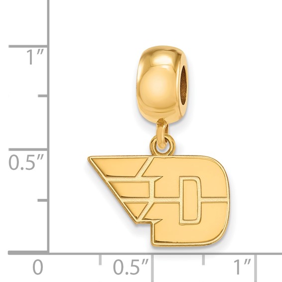 Sterling Silver Gold-plated LogoArt University of Dayton Small Dangle Bead Charm