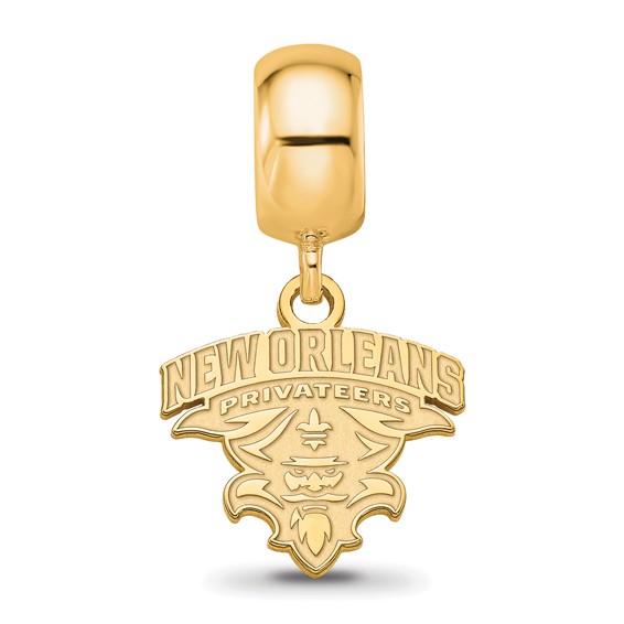 Sterling Silver Gold-plated LogoArt University of New Orleans U-N-O Small Dangle Bead Charm