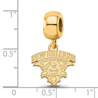 Sterling Silver Gold-plated LogoArt University of New Orleans U-n-o Small Dangle Bead Charm view 2