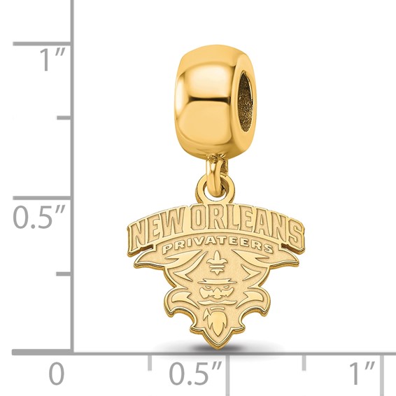 Sterling Silver Gold-plated LogoArt University of New Orleans U-N-O Small Dangle Bead Charm