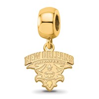 Sterling Silver Gold-plated LogoArt University of New Orleans U-n-o Small Dangle Bead Charm view 1