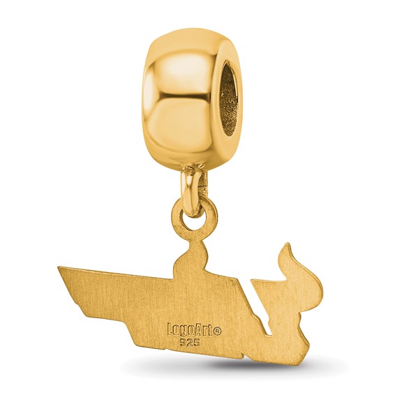 Sterling Silver Gold-plated LogoArt University of South Florida U-S-F Small Dangle Bead Charm