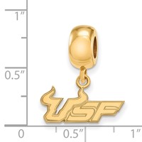 Sterling Silver Gold-plated LogoArt University of South Florida U-s-f Small Dangle Bead Charm view 3