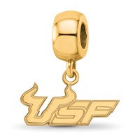 Sterling Silver Gold-plated LogoArt University of South Florida U-s-f Small Dangle Bead Charm view 1