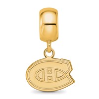 Sterling Silver Gold-plated Nhl LogoArt Montreal Canadiens Extra Small Dangle Bead Charm view 4