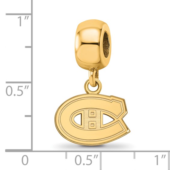 Sterling Silver Gold-plated NHL LogoArt Montreal Canadiens Extra Small Dangle Bead Charm