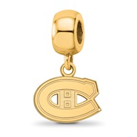 Sterling Silver Gold-plated Nhl LogoArt Montreal Canadiens Extra Small Dangle Bead Charm view 2