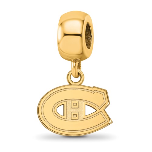 Sterling Silver Gold-plated Nhl LogoArt Montreal Canadiens Extra Small Dangle Bead Charm
