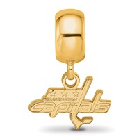 Sterling Silver Gold-plated Nhl LogoArt Washington Capitals Extra Small Dangle Bead Charm view 4