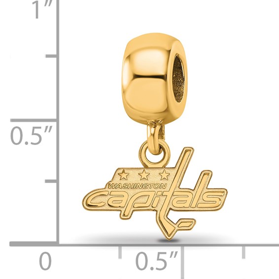 Sterling Silver Gold-plated NHL LogoArt Washington Capitals Extra Small Dangle Bead Charm
