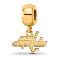 Sterling Silver Gold-plated Nhl LogoArt Washington Capitals Extra Small Dangle Bead Charm view 1