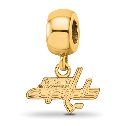 Sterling Silver Gold-plated Nhl LogoArt Washington Capitals Extra Small Dangle Bead Charm