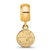 Sterling Silver Gold-plated Nhl LogoArt New York Islanders Extra Small Dangle Bead Charm view 4