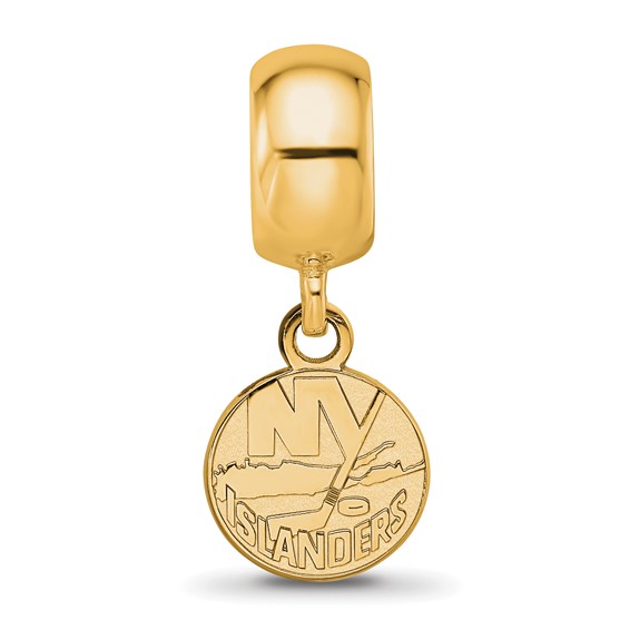 Sterling Silver Gold-plated NHL LogoArt New York Islanders Extra Small Dangle Bead Charm