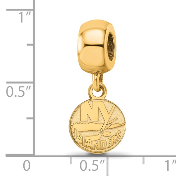 Sterling Silver Gold-plated NHL LogoArt New York Islanders Extra Small Dangle Bead Charm