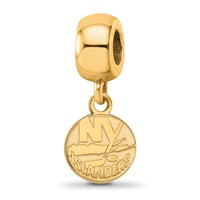 Sterling Silver Gold-plated Nhl LogoArt New York Islanders Extra Small Dangle Bead Charm view 1