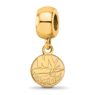 Sterling Silver Gold-plated NHL LogoArt New York Islanders Extra Small Dangle Bead Charm
