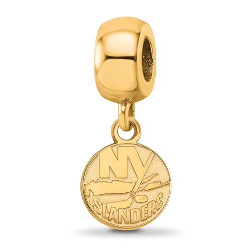 Sterling Silver Gold-plated Nhl LogoArt New York Islanders Extra Small Dangle Bead Charm