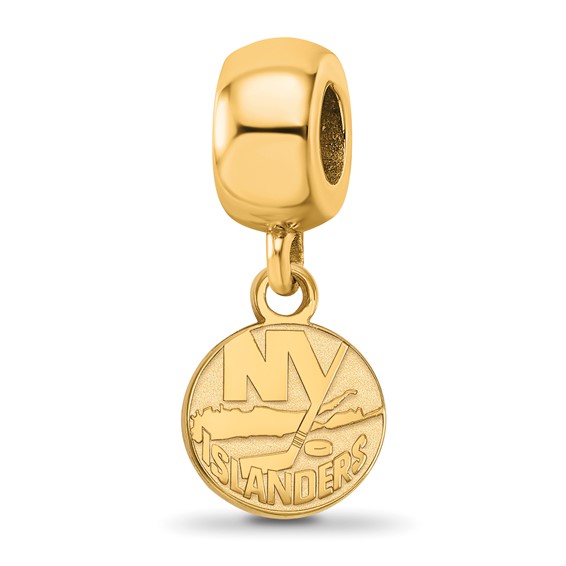Sterling Silver Gold-plated NHL LogoArt New York Islanders Extra Small Dangle Bead Charm