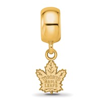 Sterling Silver Gold-plated Nhl LogoArt Toronto Maple Leafs Extra Small Dangle Bead Charm view 4