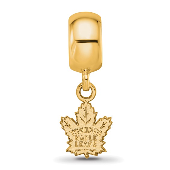 Sterling Silver Gold-plated NHL LogoArt Toronto Maple Leafs Extra Small Dangle Bead Charm