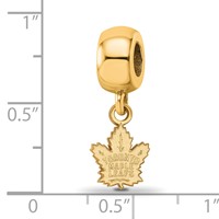 Sterling Silver Gold-plated Nhl LogoArt Toronto Maple Leafs Extra Small Dangle Bead Charm view 3