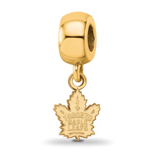 Sterling Silver Gold-plated NHL LogoArt Toronto Maple Leafs Extra Small Dangle Bead Charm