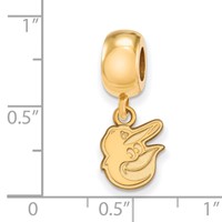 Sterling Silver Gold Plated Major League Baseball LogoArt Baltimore Orioles Extra Small Dangle Bead view 3