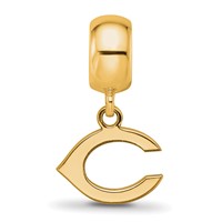 Sterling Silver Gold Plated Major League Baseball LogoArt Cincinnati Reds Dangle Bead view 4